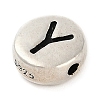925 Sterling Silver Flat Round with Letter Beads STER-G044-01AS-Y-2