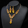 Teardrop Alloy Rhinestone Pendant Necklaces & Stud Dangle Earrings Sets FS-WGB9BB4-06-2