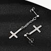 Christian Upside Down Cross 201 Stainless Steel Dangle Stud Earrings EJEW-P314-01C-P-2