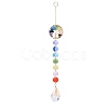 Natural & Synthetic Mixed Gemstone Tree with Glass Window Hanging Suncatchers HJEW-JM00853-04-2