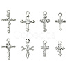 8Pcs 8 Styles Brass Micro Pave Clear Cubic Zirconia Charms KK-CJ0004-22-1