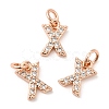 Brass Micro Pave Grade AAA Cubic Zirconia Charms ZIRC-P067-11RG-X-NR-1