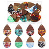 16Pcs 8 Colors Transparent Resin & Walnut Wood Big Pendants RESI-HS0001-01B-1