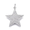Brass Micro Pave Clear Cubic Zirconia Pendants ZIRC-M108-28-P-1