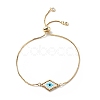 Japanese Seed Braided Rhombus with Evil Eye Link Slider Bracelet BJEW-MZ00001-01-1