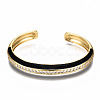 Brass Micro Pave Clear Cubic Zirconia Cuff Bangles BJEW-N302-004A-NF-1