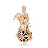 Golden Plated Brass Hollow Round Cage Pendants KK-J249-04G-2