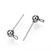 Non-Tarnish 304 Stainless Steel Ball Stud Earring Findings STAS-G099-09P-2