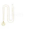 Flat Round 201 Stainless Steel Pave Natural Shell Mustard Seed Pendant Necklaces for Women WG511AE-05-5