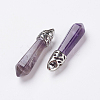 Natural Amethyst Pointed Pendants G-P309-03-2
