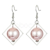 ABS Plastic Imitation Pearl with Rhombus Dangle Earrings EJEW-JE05501-1