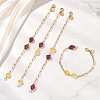 Natural Amber Beads Link Bracelets BJEW-JB13495-1