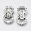 Anti-Tarnish Rhodium Plated 925 Sterling Silver Cubic Zirconia Watch Band Clasps STER-F037-124P-1