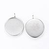 Tarnish Resistant 304 Stainless Steel Pendant Cabochon Settings STAS-R090-15-1