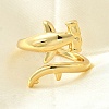 Whale Brass Cuff Rings for Women RJEW-Z085-01G-01-1