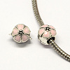 Alloy Enamel Flower Large Hole Style European Beads MPDL-R036-51I-1