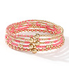 5Pcs Zinc Alloy & Glass Seed Round Beads Stretch Bracelet Set for Women AJ2042-5-1