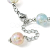 Resin with Gold Foil Round Beaded Chain Bracelet BJEW-JB09474-01-3
