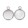 304 Stainless Steel Pendant Cabochon Settings STAS-F191-14S-C-3