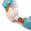 Synthetic Turquoise Sea Turtle Braided Bead Bracelet BJEW-JB10036-01-3