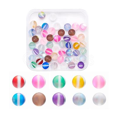 50Pcs 10 Colors Synthetic Moonstone Beads Strands G-YW0001-07-1