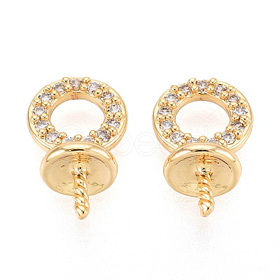 Brass Pave Clear Cubic Zirconia Peg Bails KK-T077-28G-1