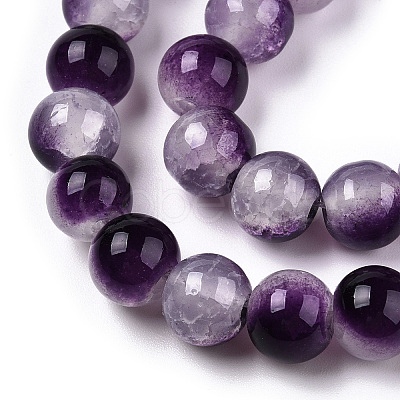 Crackle Baking Paint Imitation Jade Glass Beads Strands DGLA-T003-10mm-13-1