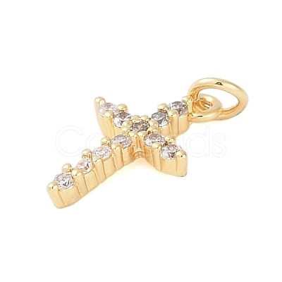 Rack Plating Brass Micro Pave Clear Cubic Zirconia Pendants KK-Z060-04G-02-1