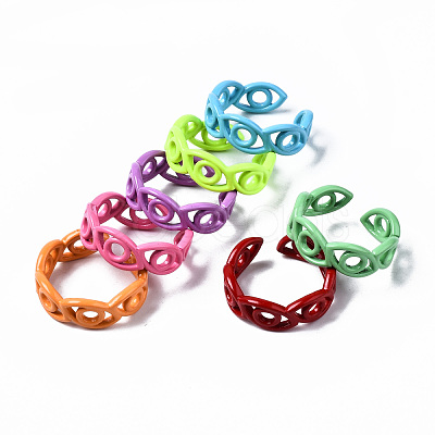 Spray Painted Brass Cuff Rings RJEW-S044-145-1