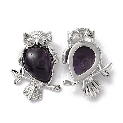 Natural Amethyst Teardrop Pendant Rhinestone Settings G-K339-02P-02-1