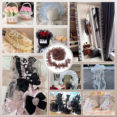 5 Yards Pleated Organza Pleated Lace Ribbon OCOR-PH0004-67C-1
