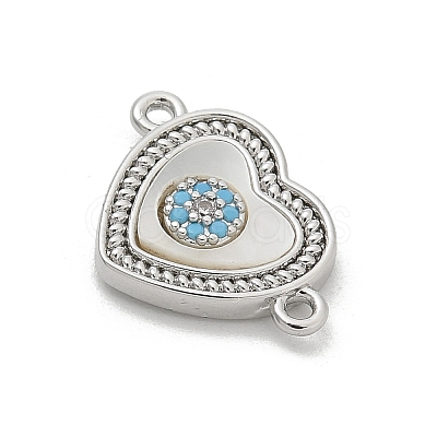 Brass Micro Pave Clear Cubic Zirconia Connector Charms KK-M303-04P-11-1