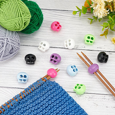 12Pcs 6 Colors Plastic & Iron Cord Locks FIND-WR0011-33-1