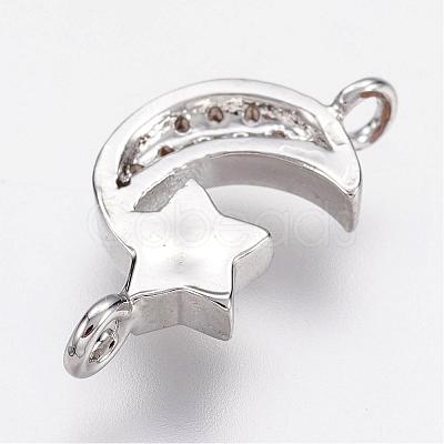 Brass Micro Pave Cubic Zirconia Links ZIRC-G098-71P-1
