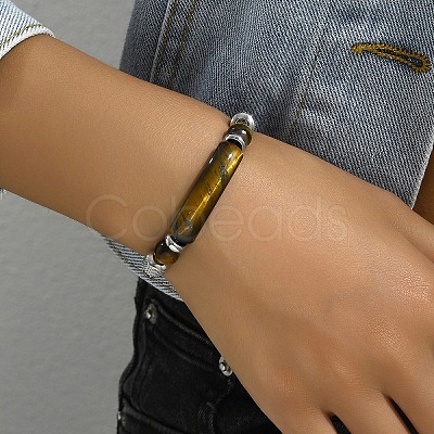 Natural Tiger Eye Beads Link Bracelets LS-YW5979-2-1