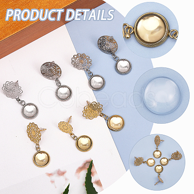 8 Pairs 4 Styles Blank Dome Glass Dangle Stud Earrings EJEW-AB00010-1