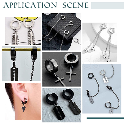 12Pcs 6 Style 304 Stainless Steel Hoop Earrings Findings STAS-UN0043-23-1