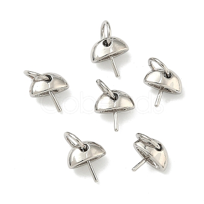 Half Round Brass Cup Pearl Peg Bails Pin Pendants KK-G555-08P-1