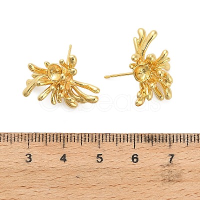 Flower Brass Stud Earring Findings KK-D102-05G-1