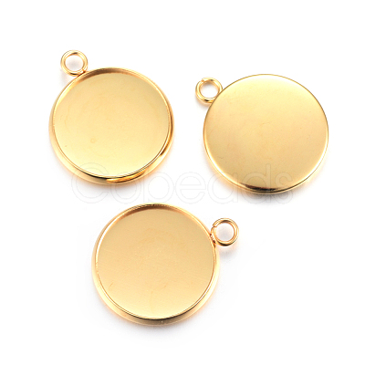 Rack Plating 304 Stainless Steel Pendant Cabochon Settings X-STAS-F191-14G-E-1