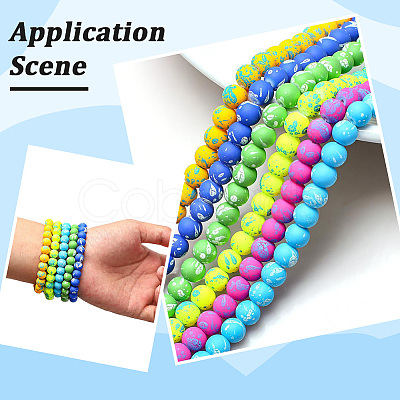 160Pcs 10 Colors Forsted Glass Beads Strands GLAA-SP0001-80-1