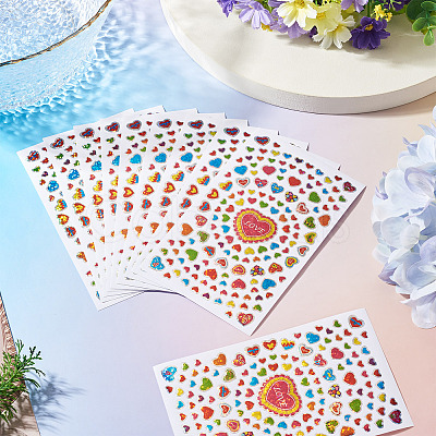 Heart Plastic Stickers DIY-TADJ0002-006C-1