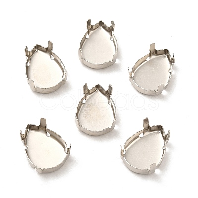 Platinum Plated Brass Sew on Prong Settings X-KK-G246-13x18mm-P-1