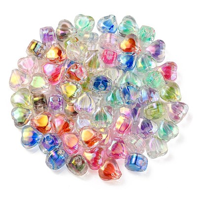 UV Plating Rainbow Iridescent Acrylic Beads OACR-F004-05-1