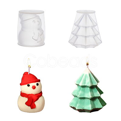 SUPERFINDINGS 2Pcs 2 Style Christmas Candle Silicone Statue Molds CAND-FH0001-03-1