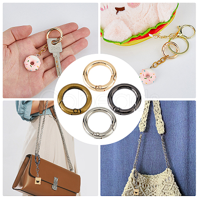 24Pcs 4 Colors Alloy Spring Gate Rings FIND-HS0001-26C-1