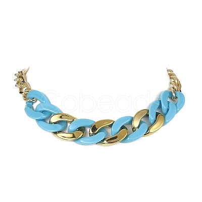 Acrylic & Aluminum Curb Chain Necklace NJEW-JN04554-1