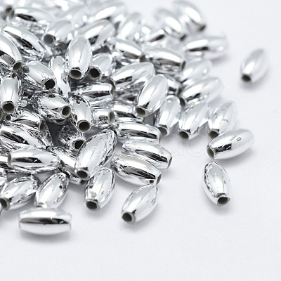 Plating Eco-Friendly Plastic Beads X-KY-K002-03-8x4mm-S-1