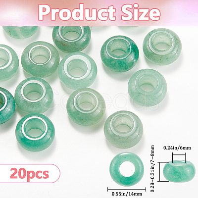 20Pcs Natural Green Aventurine European Beads G-SP0001-01B-06-1