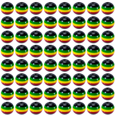 200Pcs Ghana Jamaica Reggae Stripe Resin Beads RESI-SP0001-54B-1
